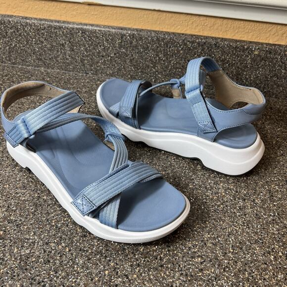 Aetrex Blue Synthetic Sandals Women's 10 Strappy Sling Back Open Toe Ankle Strap - Picture 1 of 11